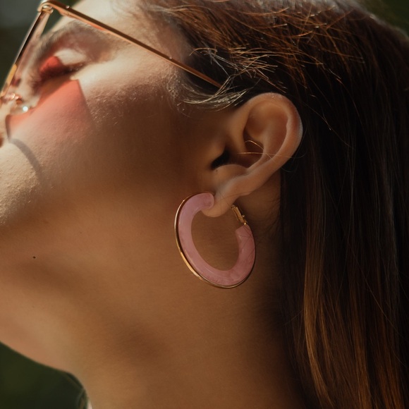 Blush Swirl Hoops - Picture 8 of 10